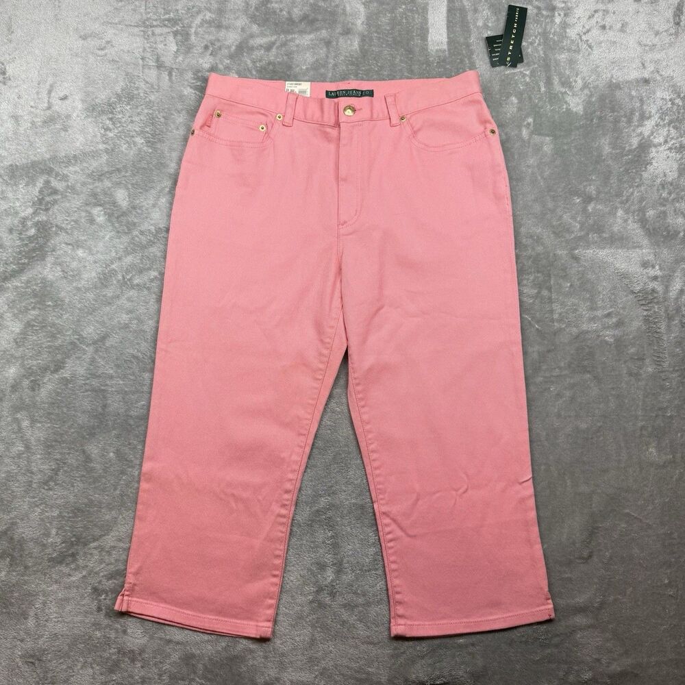 Lauren Jeans Co Jeans Women’s 12 Pink Crop Denim Straight Leg Summer Casual NWT